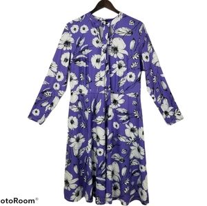 Eloquii purple long sleeve fit and flare dress 16
